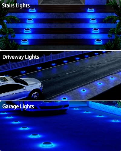 Blue Solar Driveway Light Outdoor IP68 Waterproof 6Pack Hexagon (6 Count)