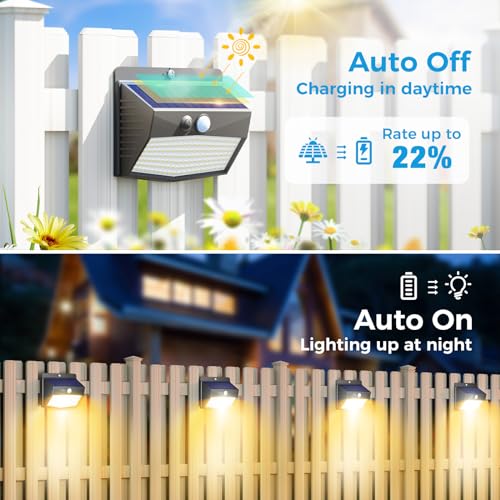 12 Pack Solar Motion Sensor Lights Outdoor Waterproof with 3 Modes (12 Count)