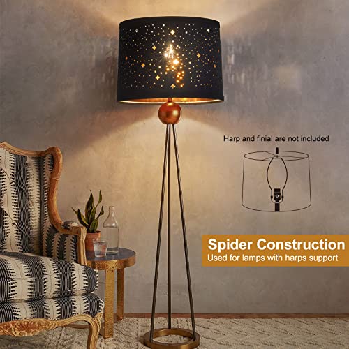 Black Drum Lampshades Set of 2 with Sky Stars Design