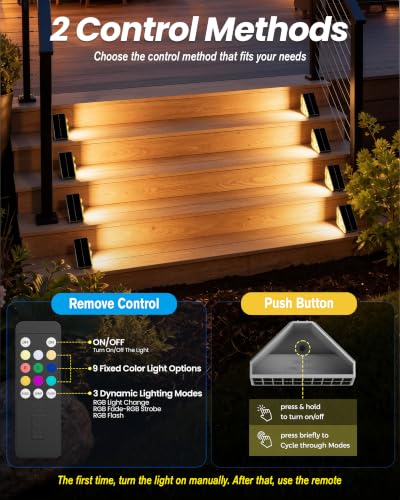 Solar Step Lights Outdoor Waterproof with Remote 6 Pack (6 Count)