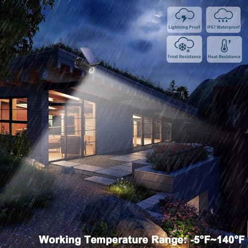 Solar Lights Outdoor Motion Sensor Flood Lights 2000LM IP67 Waterproof Security Spot Lights for Yard Garden Patio 4 Pack (4 Count)