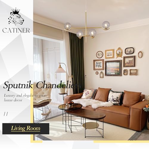 Modern 31" 4 Light Gold Sputnik Chandelier with Smoke Glass Globe