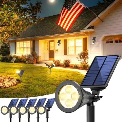 6 Pack Solar Spot Lights Outdoor Waterproof with Focus Beam (6 Count)