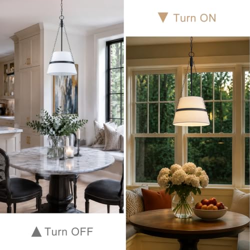 11.4" Black Drum Pendant Light for Kitchen Island