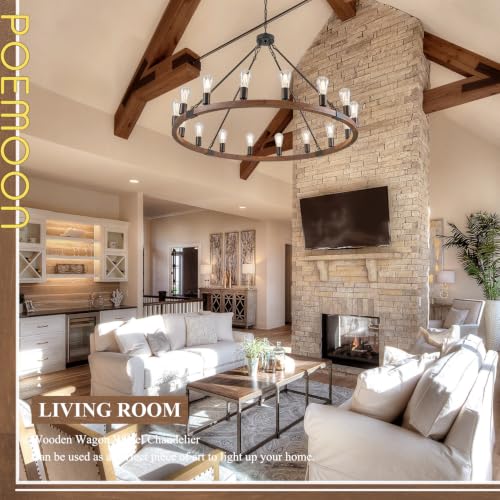 Farmhouse Wood Wagon Wheel Chandelier 16