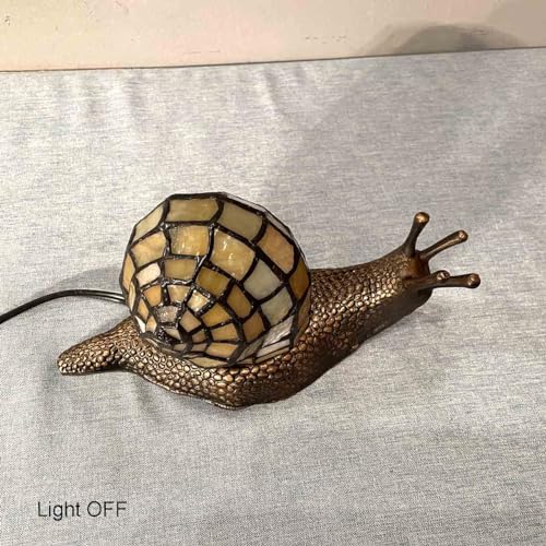 L10943 Yellow Land Snail Tiffany Style Stained Glass Accent Lamp