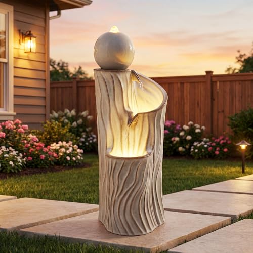 32"Ceramic 3 Tier Sphere Outdoor Water Fountain