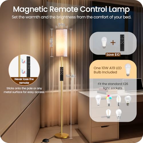 Dimmable Floor Lamps for Living Room with Remote and Foot Switch