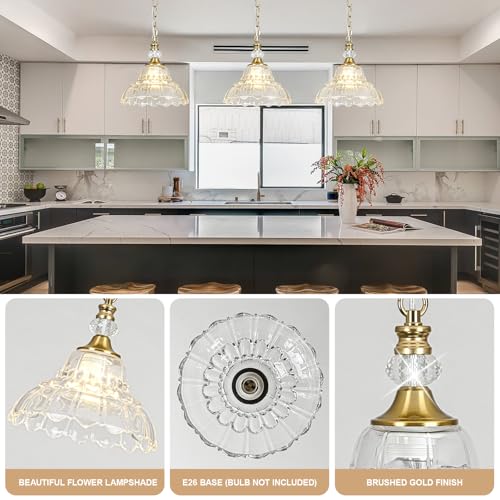 1 Piece Vintage Chandelier in Brushed Gold Finish with Flower (1-Light / Gold and Chain Style)