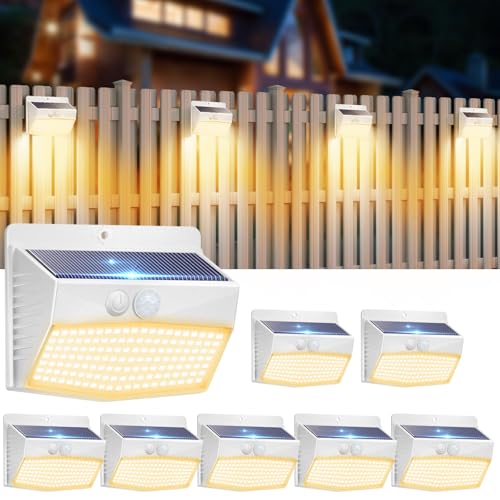 8 Pack Solar Motion Sensor Lights Outdoor Waterproof with 3 Modes (8 Count)