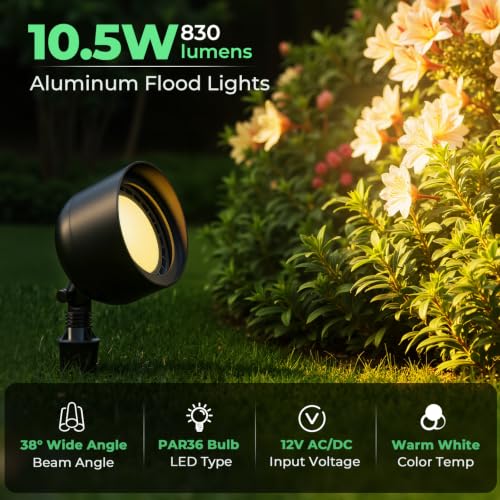 Low Voltage PAR36 LED Landscape Flood Light & Big Spotlight (2 PACK)