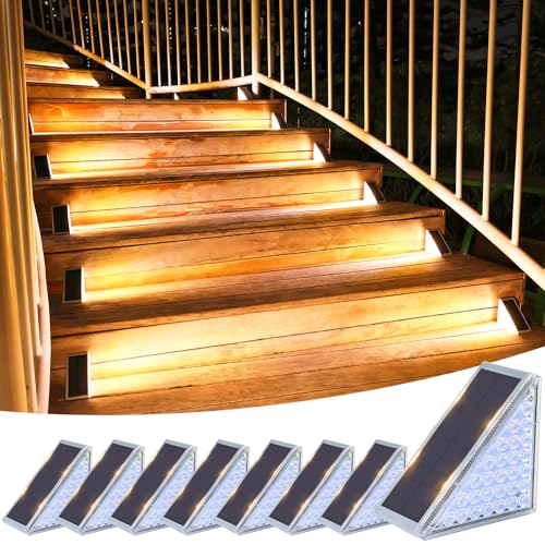 Solar Step Lights for Outside 8 Pack (8 Count)