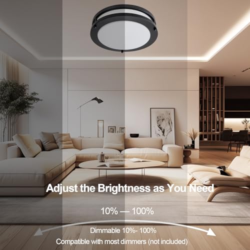 10inch LED Flush Mount Ceiling Light Fixture Dimmable Matte Black (4 Count)