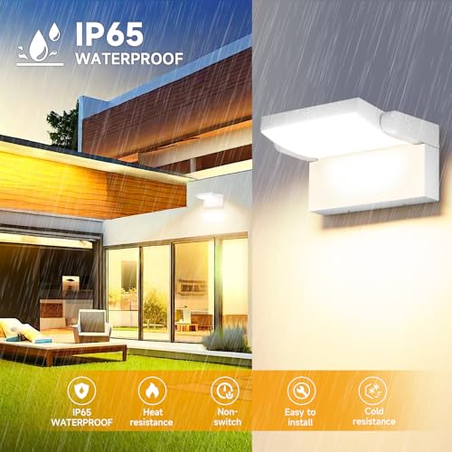 3Pack Outdoor LED Wall Light 40W White Flood Lights 350°Rotation Exterior Lighting Fixture Commercial Security 3000K Waterporof for Barn Yard Garage Building Area Backyard (3 Count)