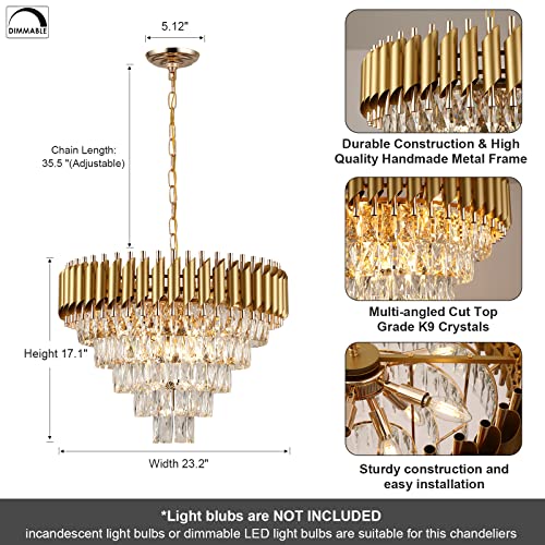 Modern Crystal Chandelier Gold