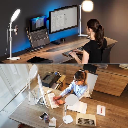 Desk Ring Light with Stand for Computer
