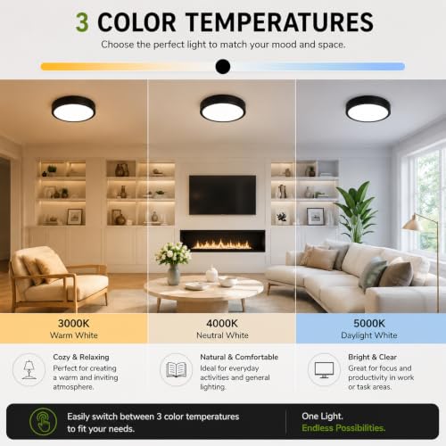 2 Pack 13Inch Black Ceiling Light (Black-2pack)