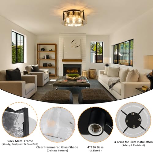 Black Semi Flush Mount Ceiling Light Fixture