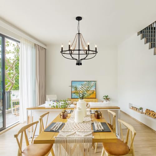6 Light Wagon Wheel Chandelier
