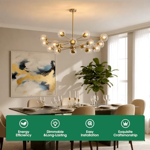 42.5″ Gold Sputnik Chandeliers for Dining Room Light Fixture