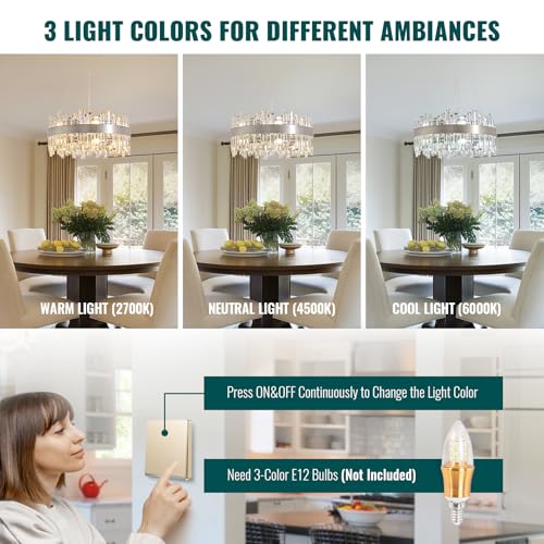 12 Light Modern Crystal Chandelier Ceiling Light Chrome D19.7''