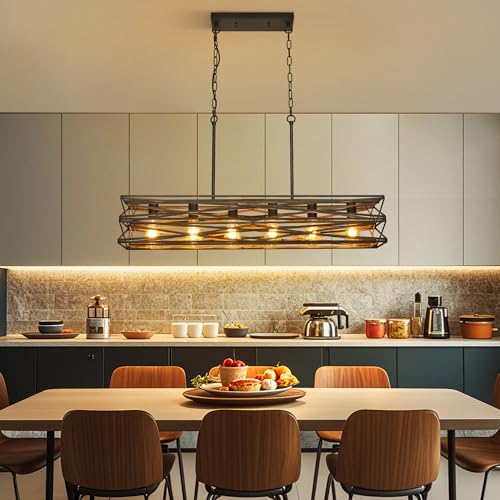 40''Large Farmhouse Rectangular Chandeliers for Dining Room (6 Count)