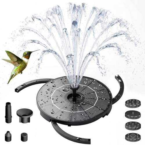2.8W Solar Fountain Pump with 6 Nozzles & Ground Stakes 3.9ft Cord
