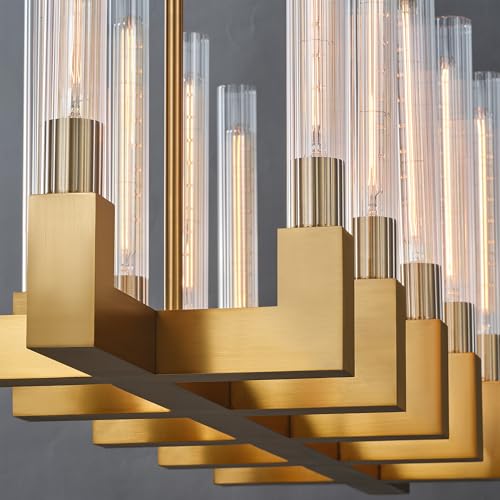 55 Inch Gold Candle Rectangular Chandelier