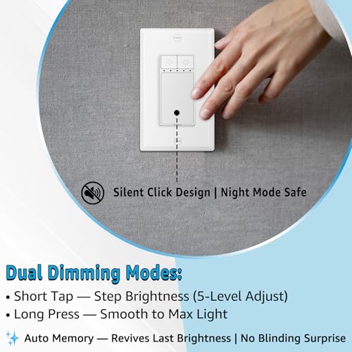 6 Pack Single Pole Dimmer Light Switch (6 Count)