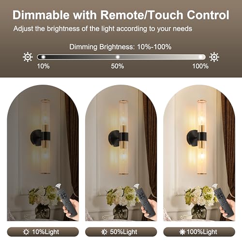 Black Gold Battery Operated Wall Sconce