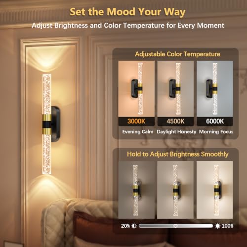 Crystal Battery Operated Wall Sconces Set of 2 for Home Space (2 Count)
