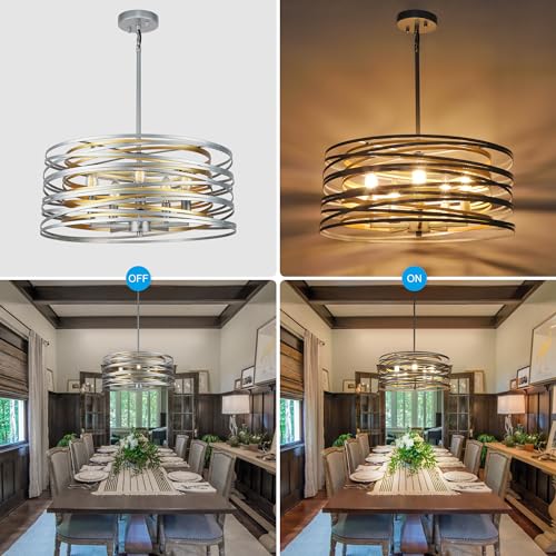 19.7'' Double Round Metal Chandelier