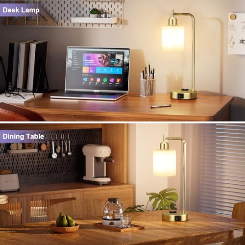 Industrial Gold Table Lamps for Bedrooms Set of 2 (2 Count)