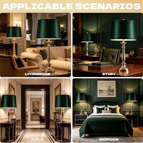 Dark Green Lamp Shadesfor Table Lamps Set of 2 Medium (2 Count)