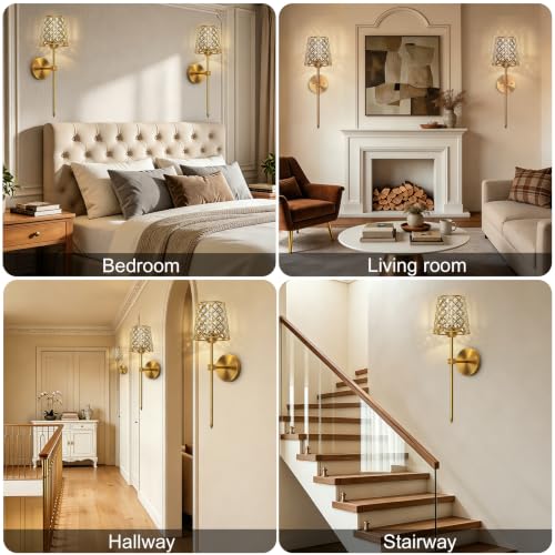 Crystal Battery Operated Wall Sconces Set of 2