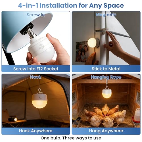 E12 Rechargeable Light Bulbs with Remote