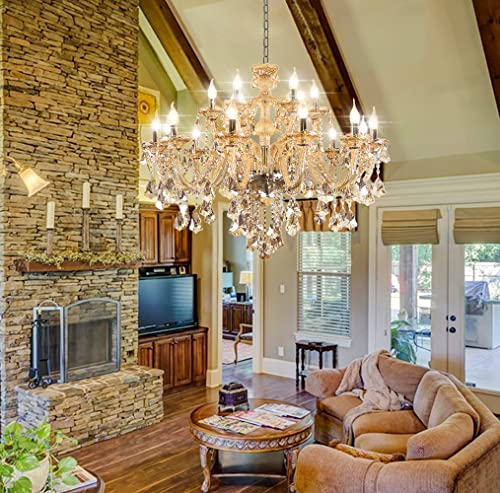 Luxury Cognac Crystal Chandelier 18 Lights