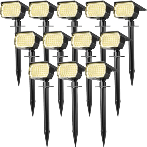 Solar Spot Lights Outdoor Waterproof Spotlights 12 Pack Warm White (12 Count)
