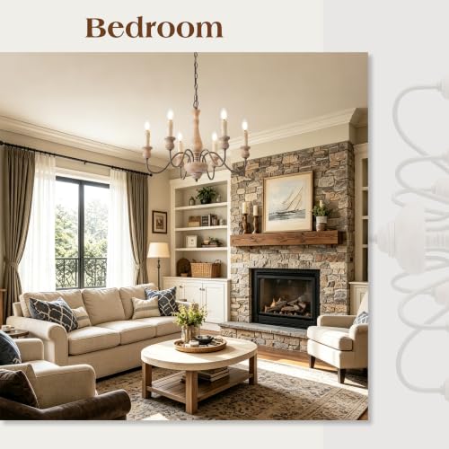 French Country Wood Chandelier for Dining Room