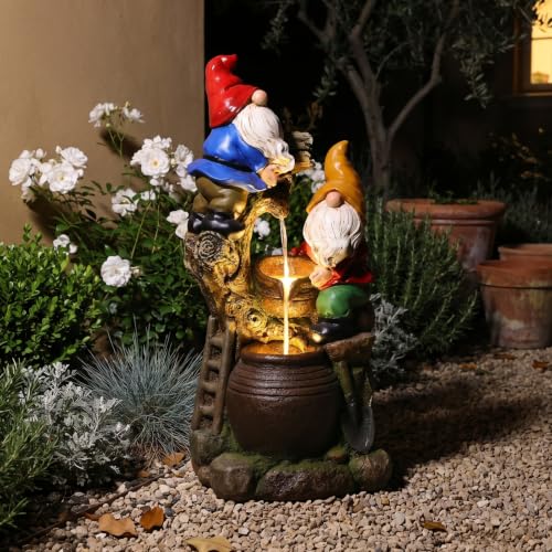 27H Gnome Outdoor Water Fountain with 3