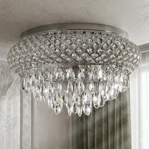 19.5'' Chrome Chandelier with Crystal Raindrop Prism
