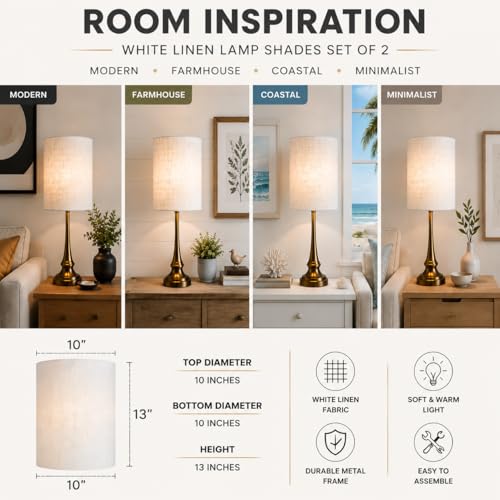 Qvteken Drum Lamp Shades Set of 2 for Table Lamps