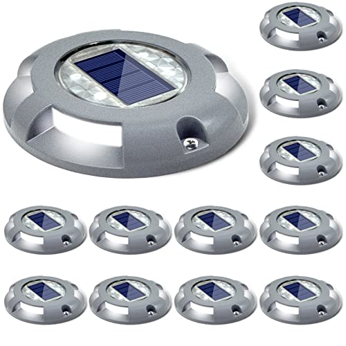 Solar Deck Lights Outdoor LED Driveway Dock Lights 12 Pack (12 Count)