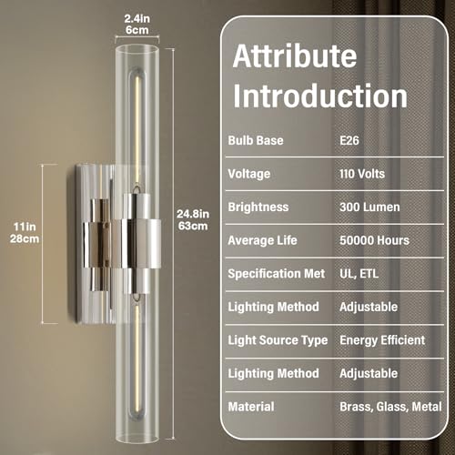 22.8in Nickel Wall Sconces Set of 2 (2 Count)