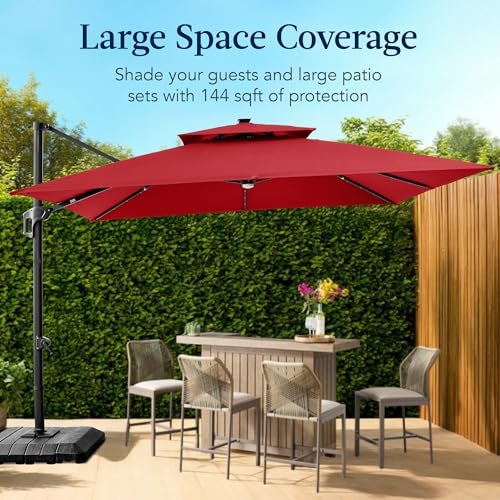 12x12ft LED Cantilever Patio Umbrella w