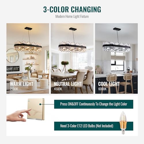 Rectangular Black Crystal Chandelier for Dining Room