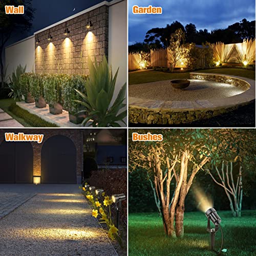 Metal Solar Spot Lights Outdoor with 9.8ft Cable Solar Powered Landscape Lighting Low Voltage IP65 Waterproof Auto On