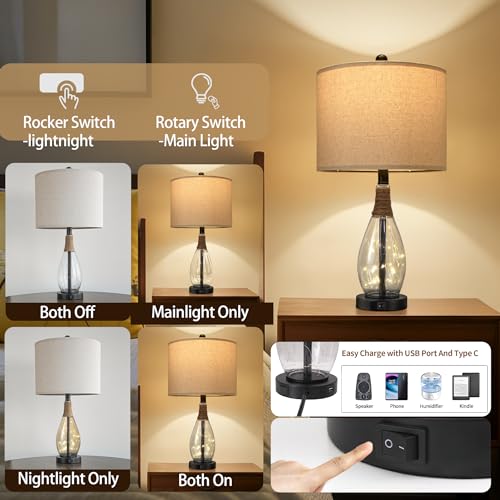 Bedside Table Lamp with USB