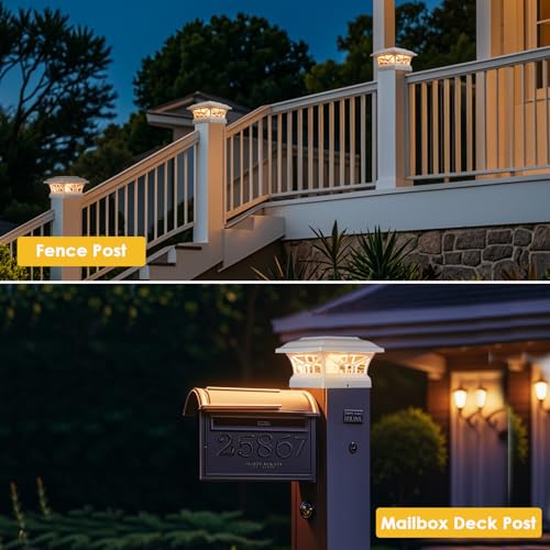 8 Pack Solar Post Cap Lights Outdoor Waterproof