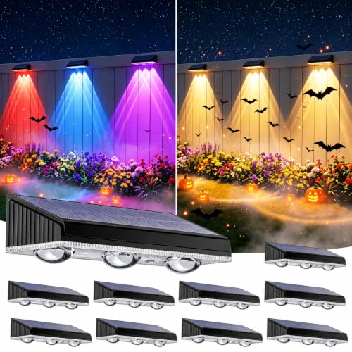 Solar Fence Lights Outdoor 10 Pack